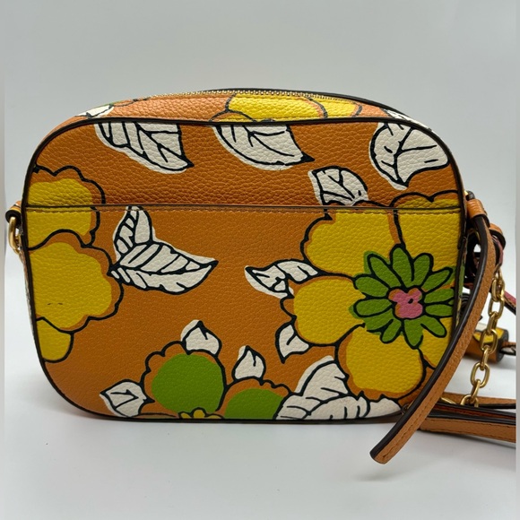 Tory Burch McGraw Sun/Multicolor Floral-Print Pattern Leather Crossbody Bag - Picture 4 of 9